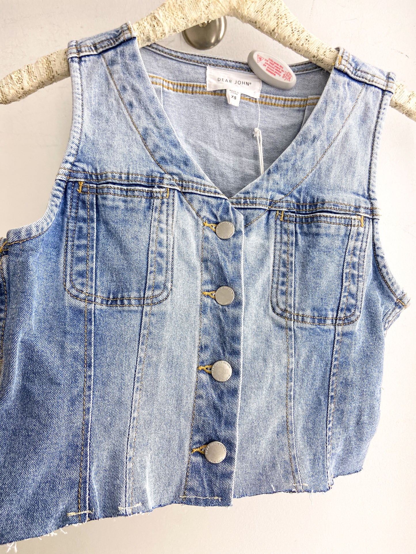 Dear John Cropped Denim Vest