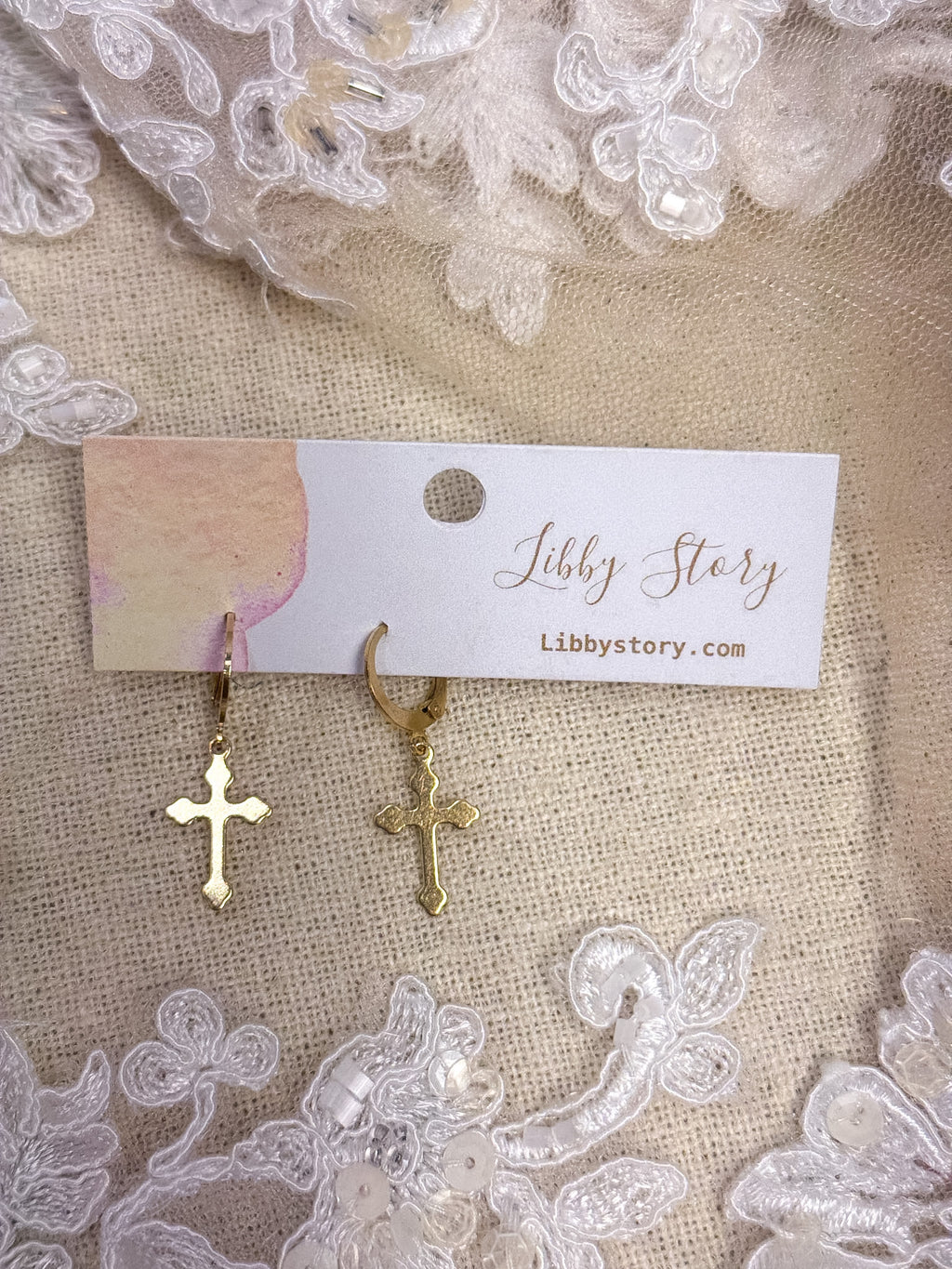 Handmade Cross Huggies