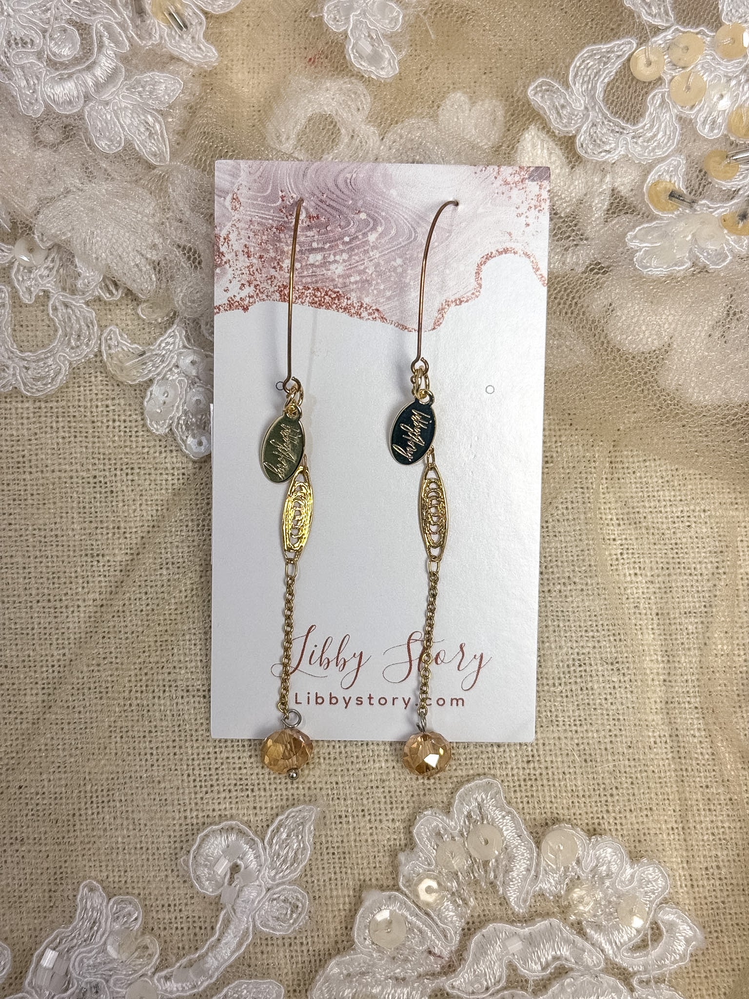 OOAk Vintage Chain & Faceted Glass Chain Earring