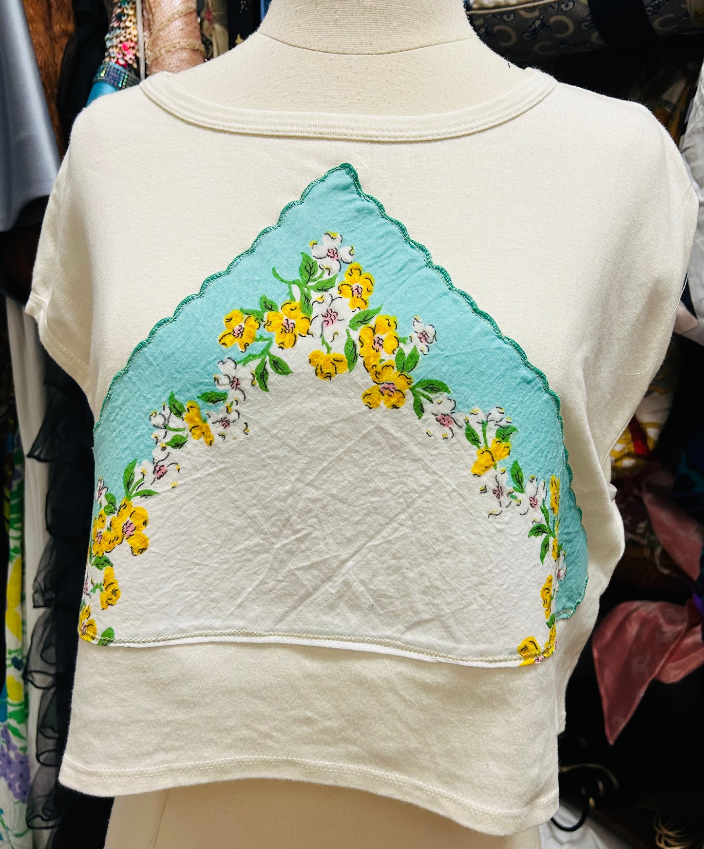 OOAK Vintage Hanky Crop Tee