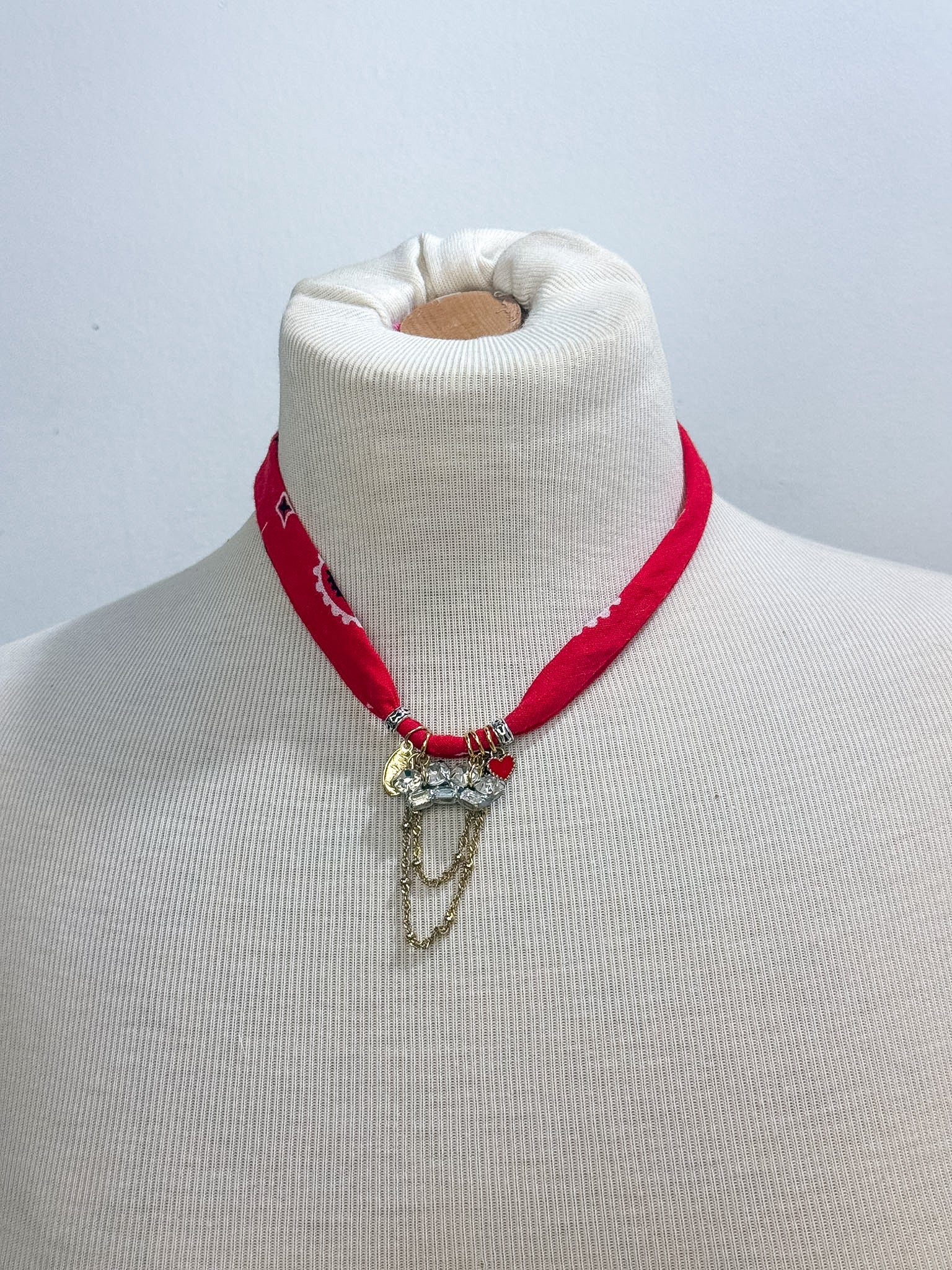 OOAK Chain Pendant Bandana Necklace
