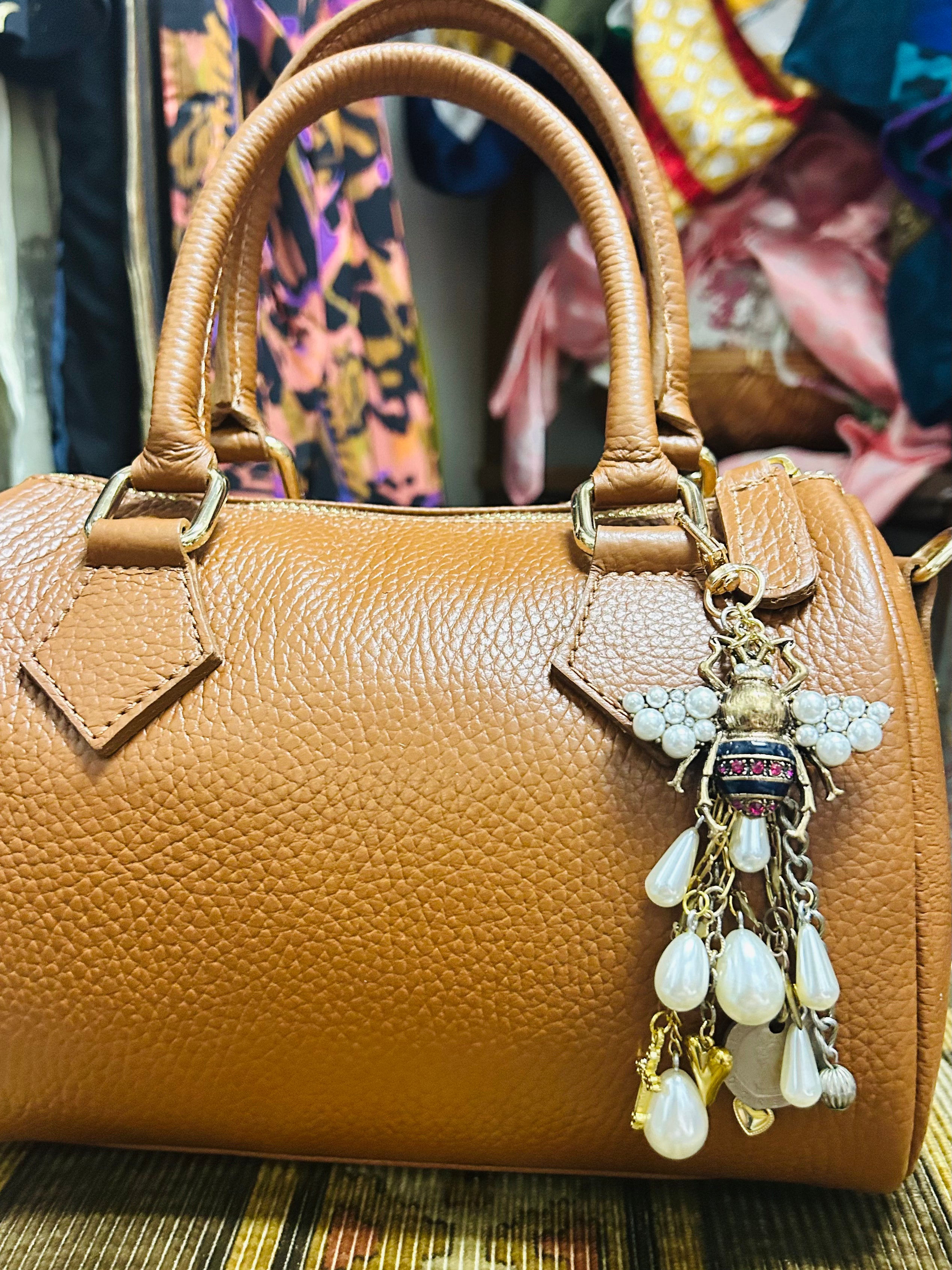 OOAK Bee, Coin, & Pearl Bag Charm