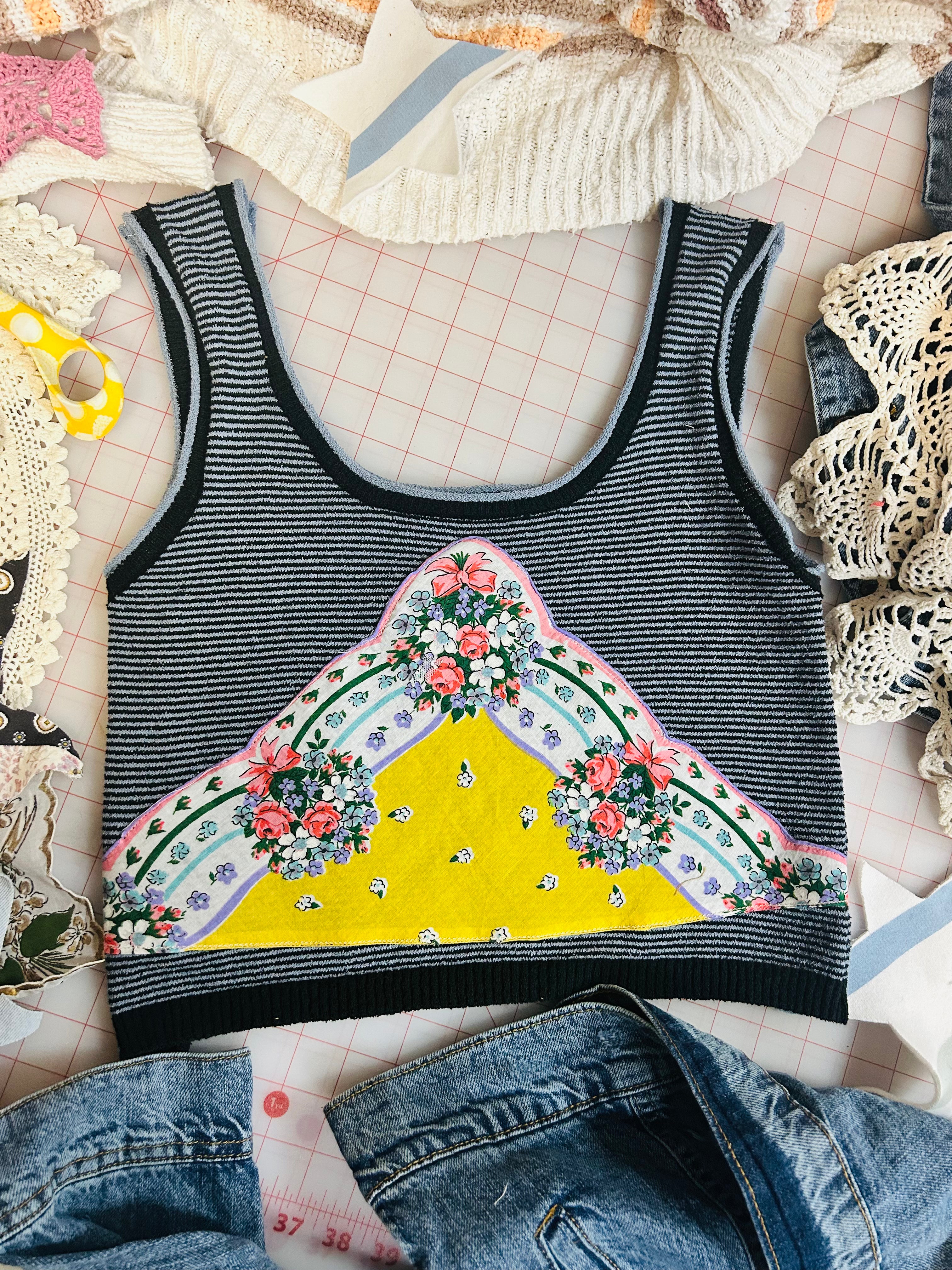 OOAK Handkerchief Patched Lightweight Knit Tank