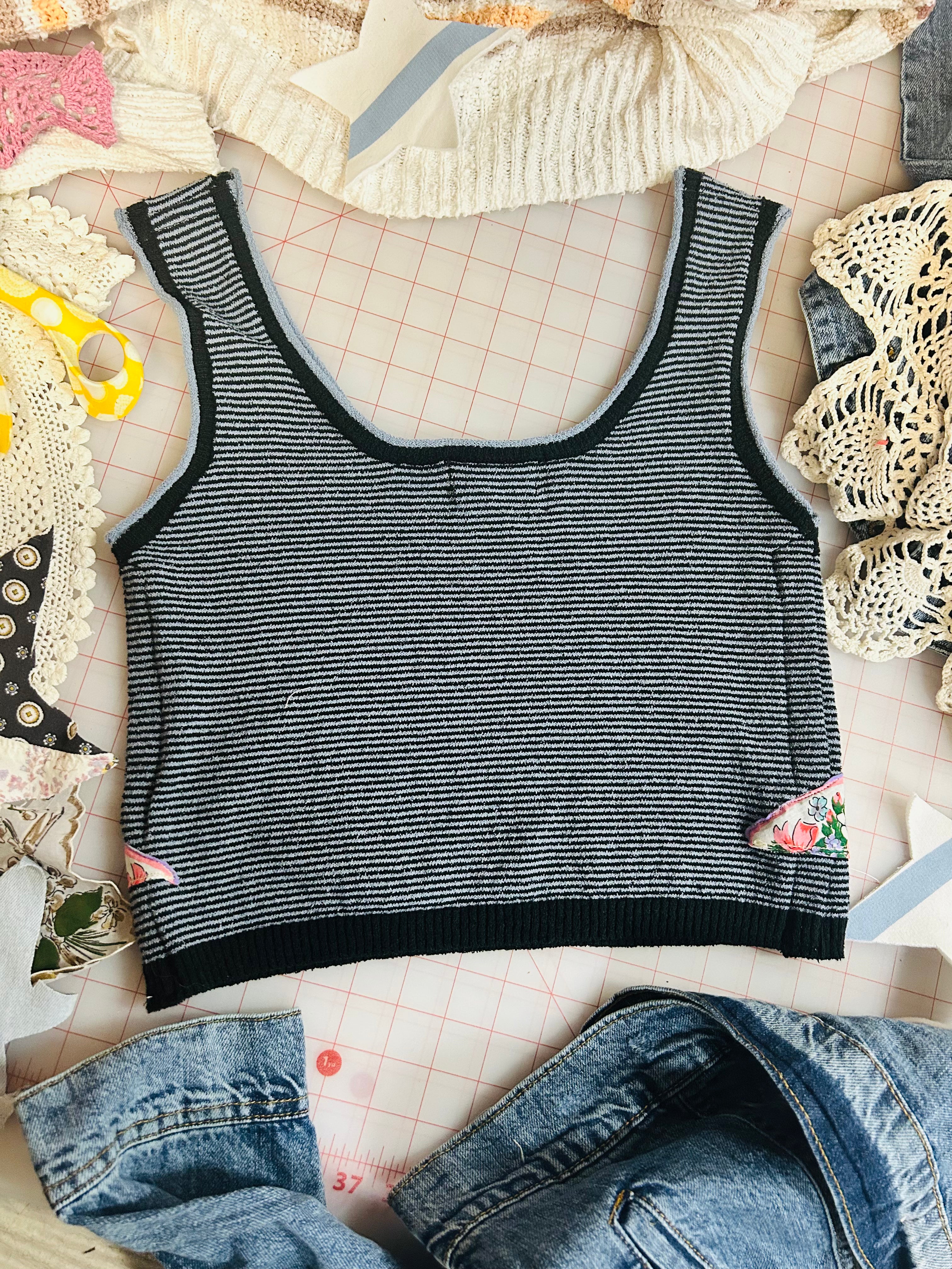 OOAK Handkerchief Patched Lightweight Knit Tank