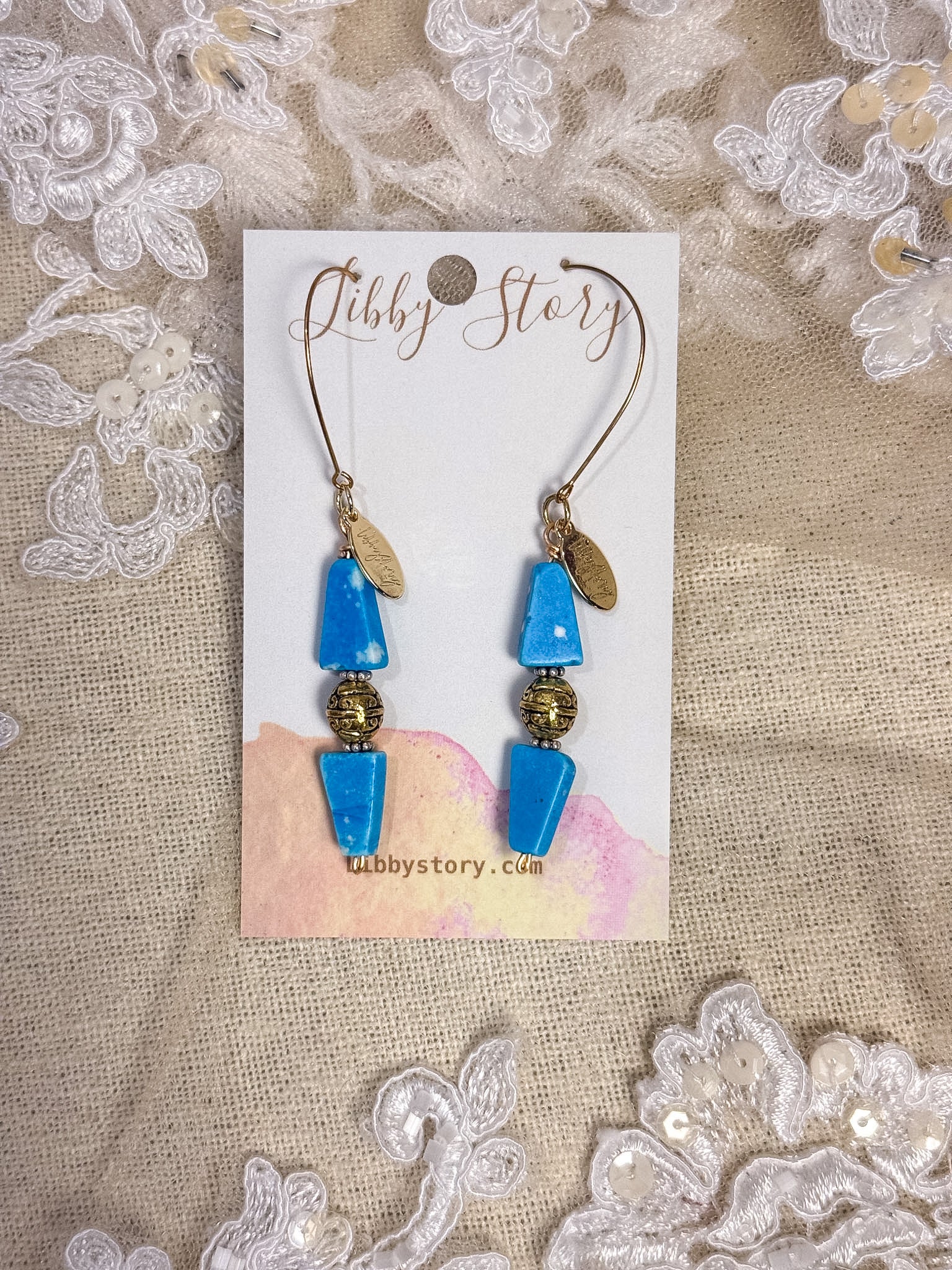 Handmade Turquoise Triangle Earrings