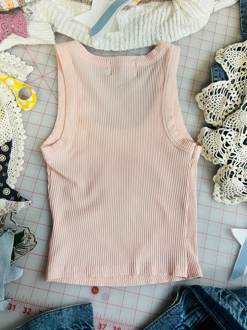 OOAK Vintage Handkerchief Patch Tank