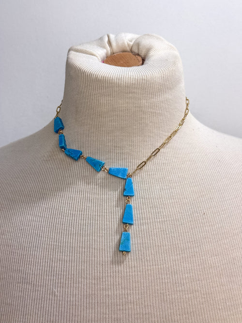 Handmade Turquoise Triangle Lariat Necklace