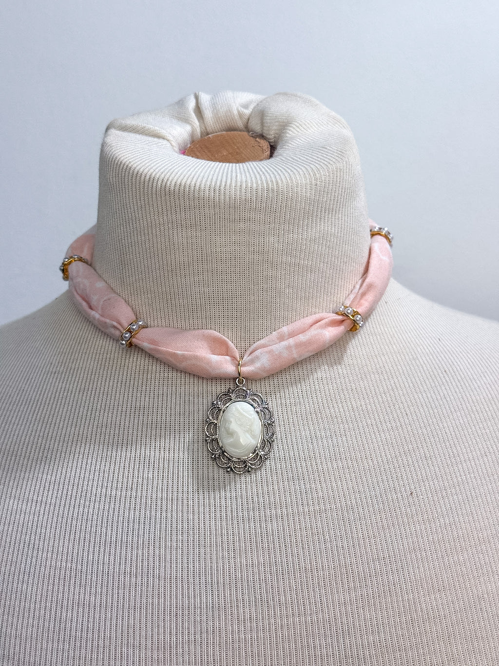 OOAK Handmade Cameo Bandana Necklace