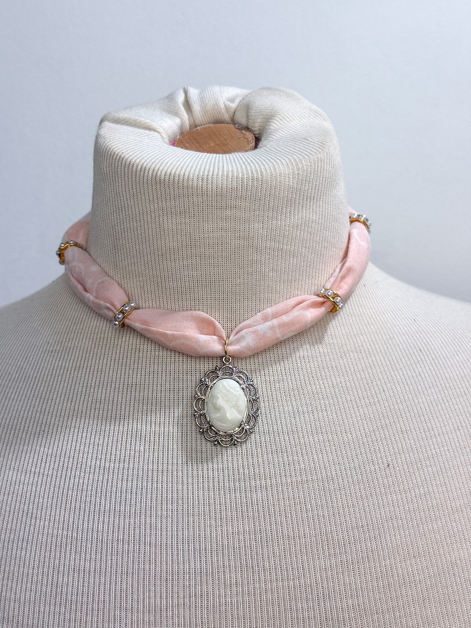 OOAK Handmade Cameo Bandana Necklace