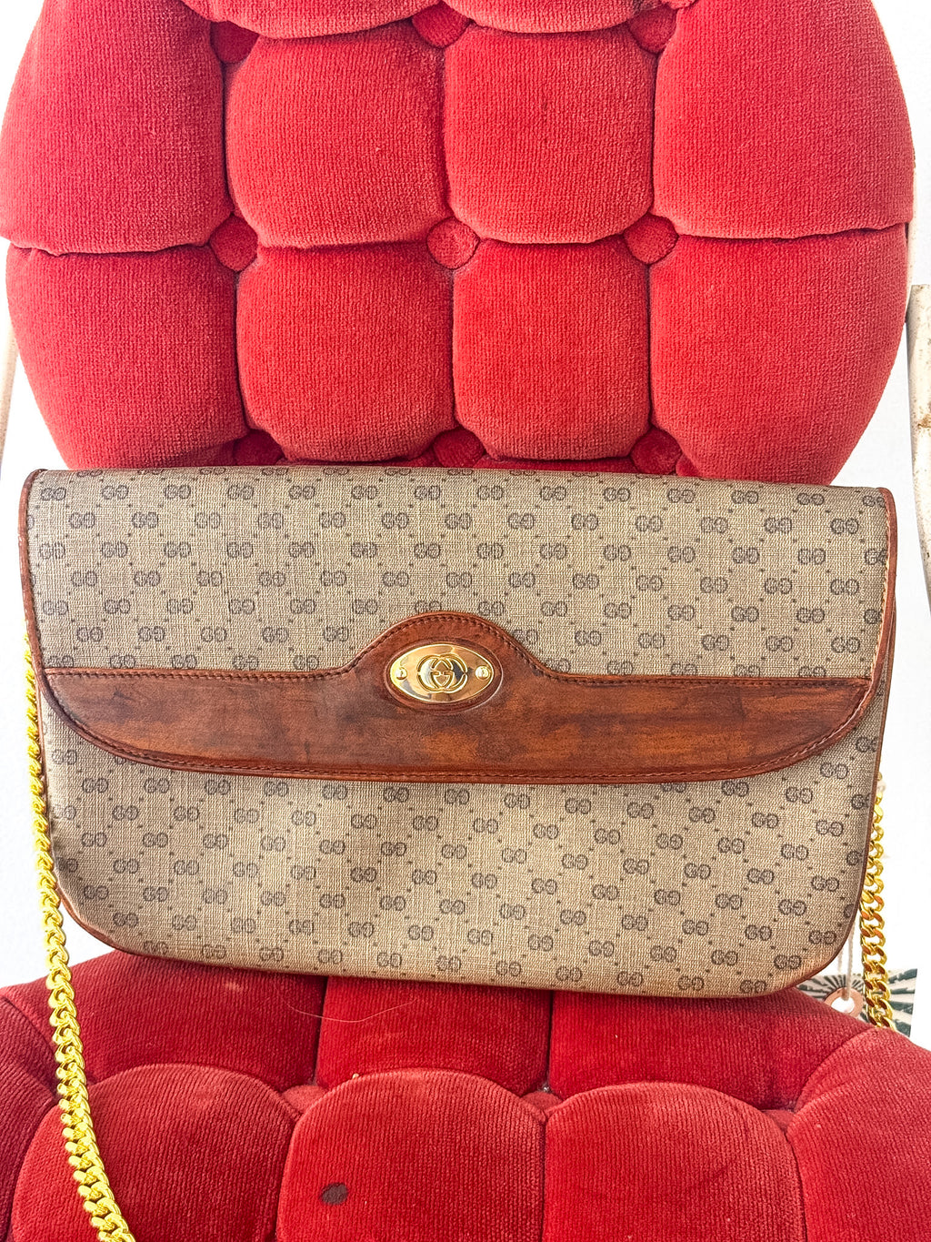 OOAK Authentic Vintage Gucci Cognac Trim Clutch