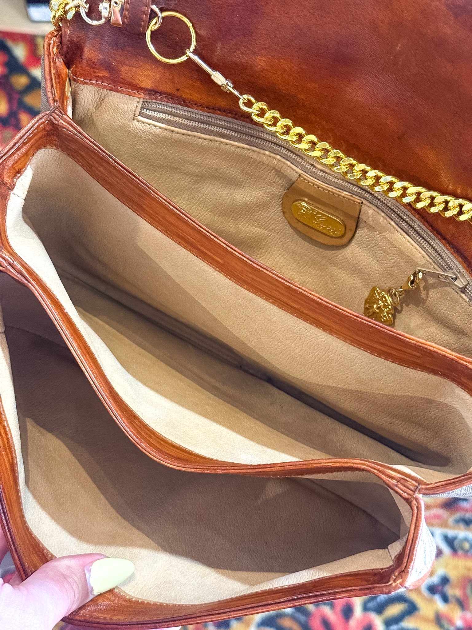 OOAK Authentic Vintage Gucci Cognac Trim Clutch