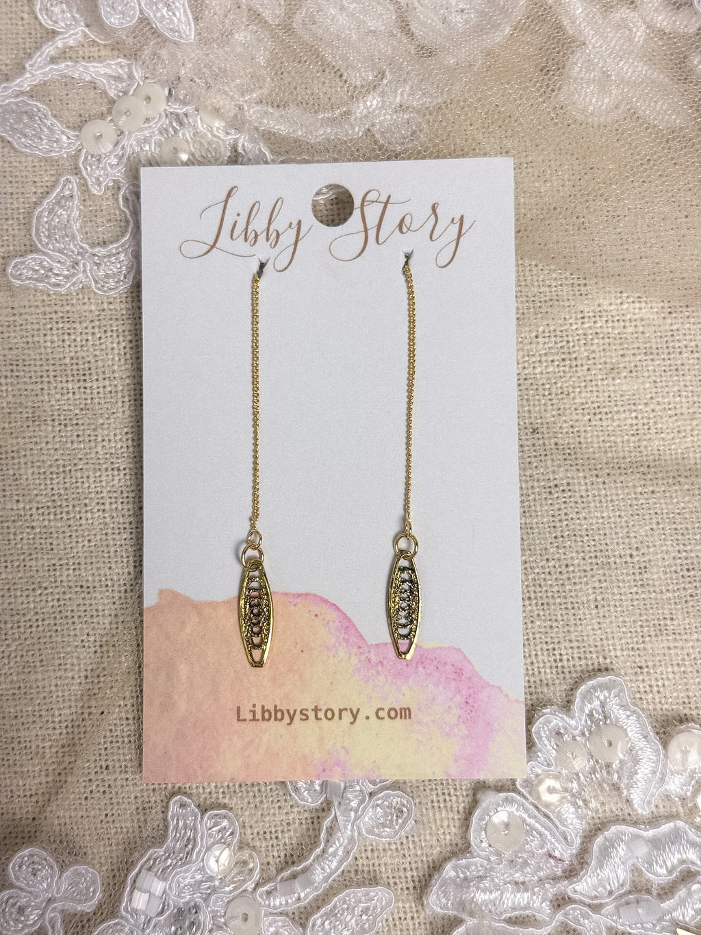OOAK Vintage Oval Threader Earrings