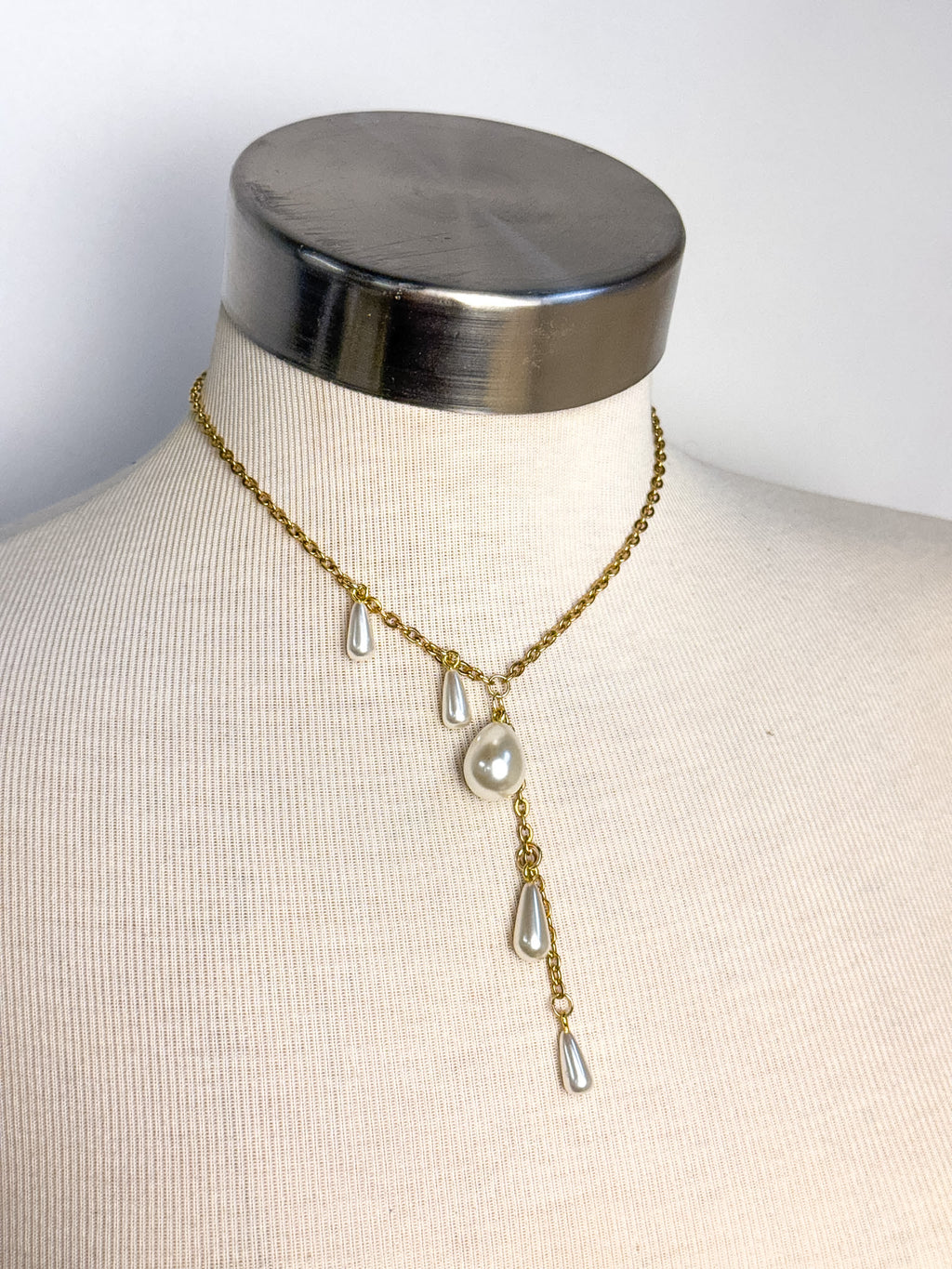 Handmade Pearl Drop Lariat Necklace