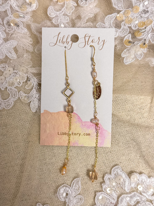 Handmade Pearl & Glass Mismatch Earrings