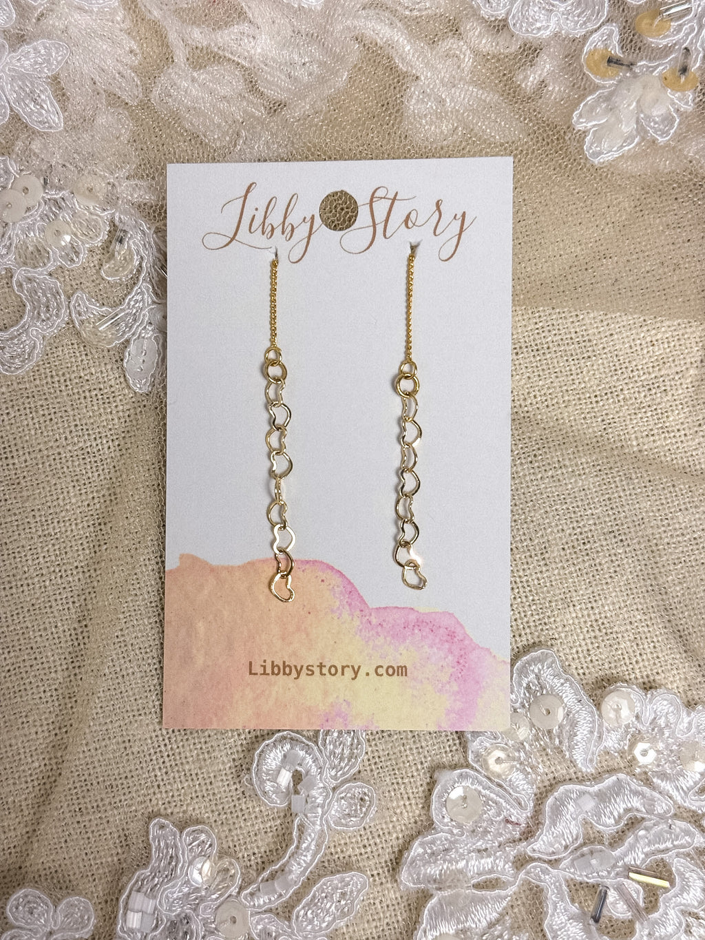 Handmade Heart Chain Threader Earrings
