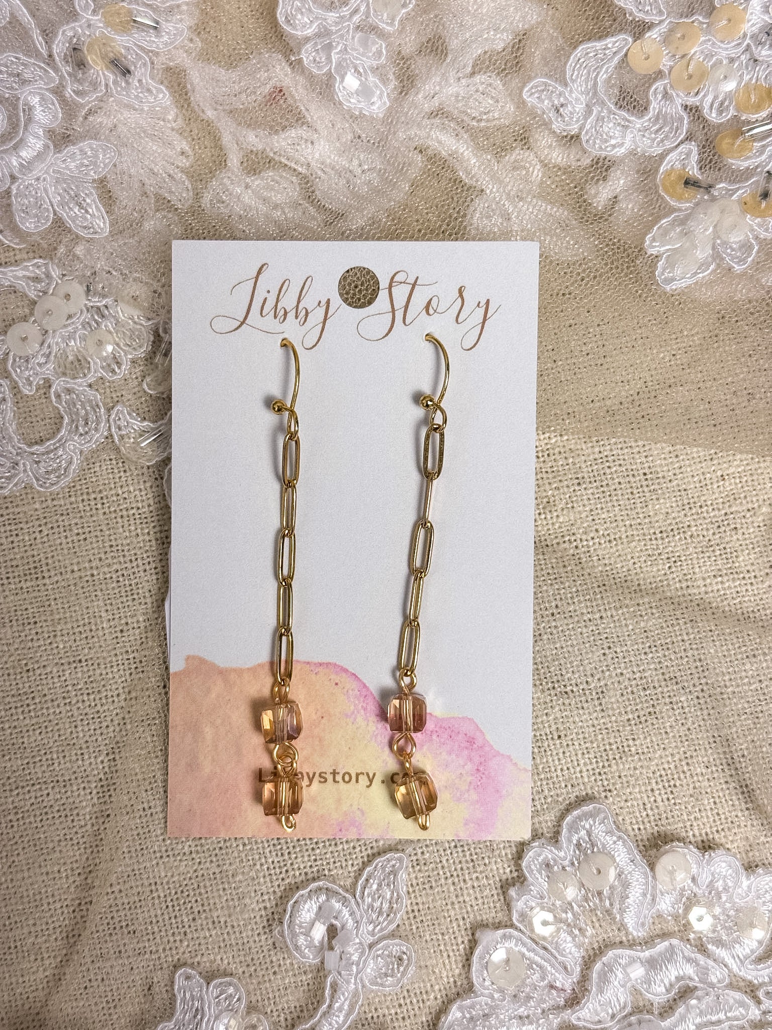 Handmade Double Glass Cube Earrings