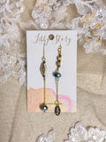 Handmade Brass Diamond & Cube Mismatch Threader Earrings