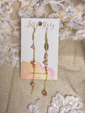 Handmade Long Pearl & Glass Mismatch Earrings