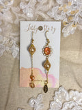 OOAK Handmade Carnelian Flower Mismatch Earrings
