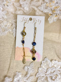 Handmade Navy Pearl & Faceted Glass Mismatch Earrings