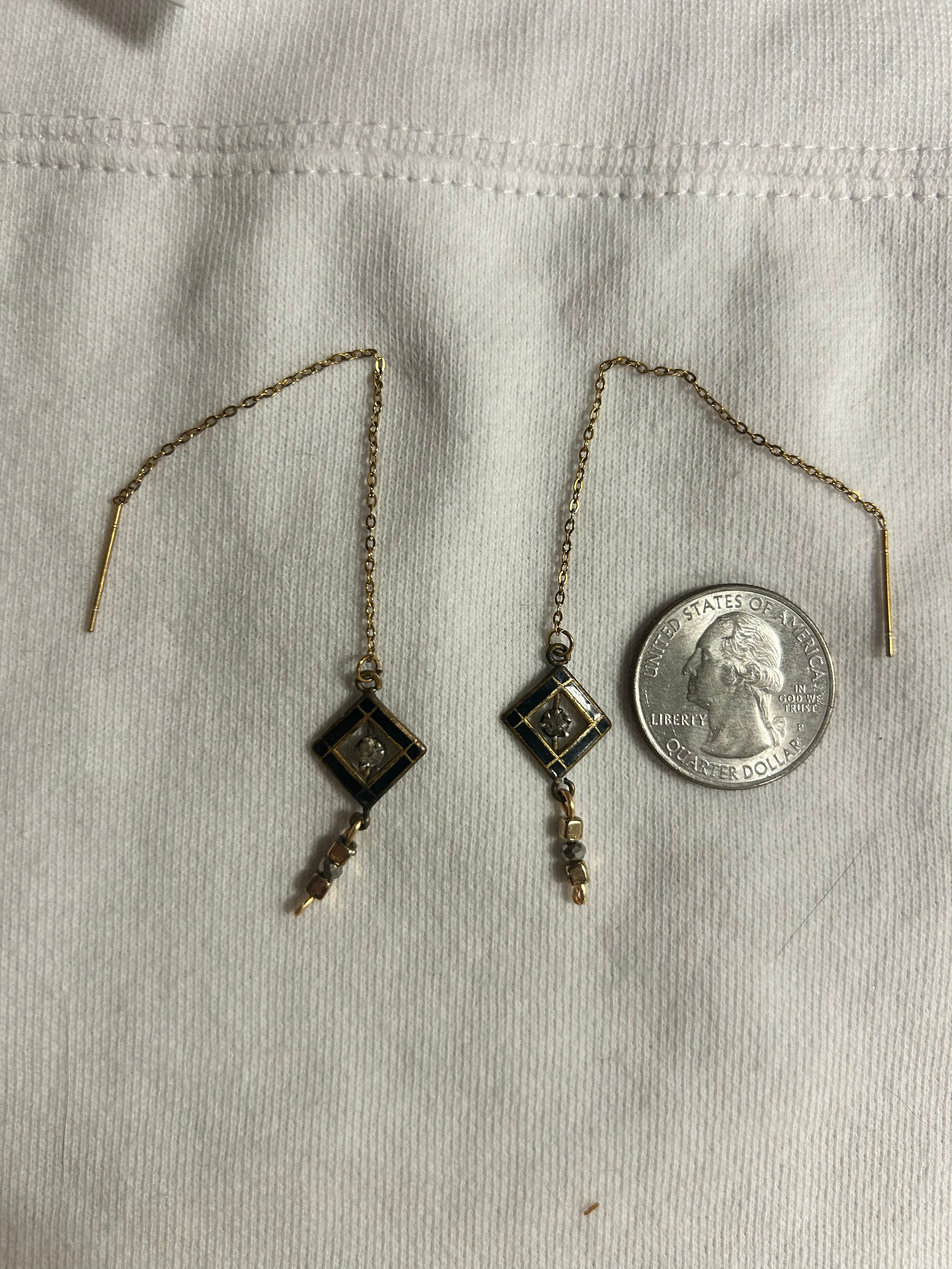 OOAK Vintage Diamond Threader Earrings