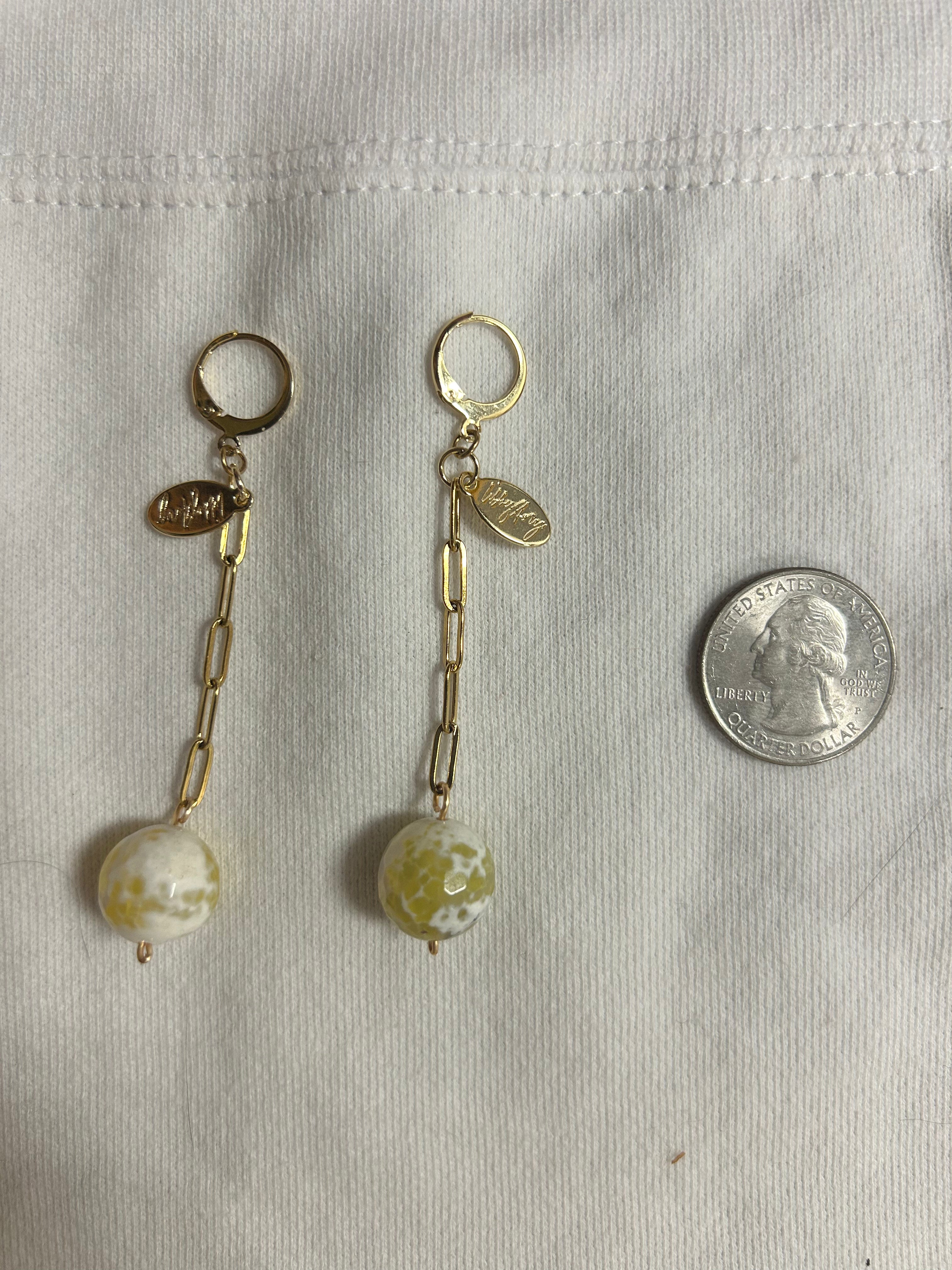 Handmade Lemon Jasper Sphere Earrings