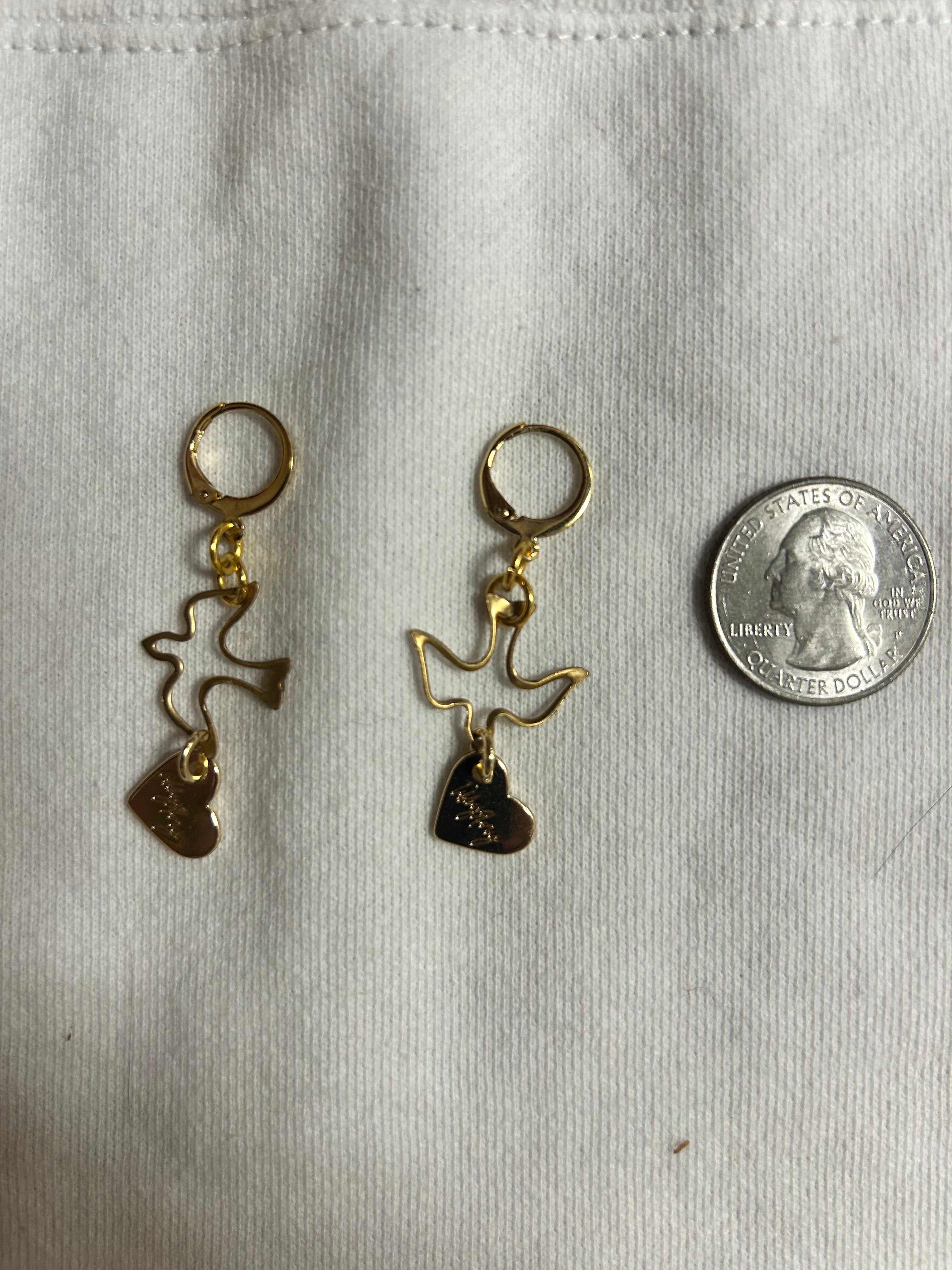 OOAK Bird Heart Earrings