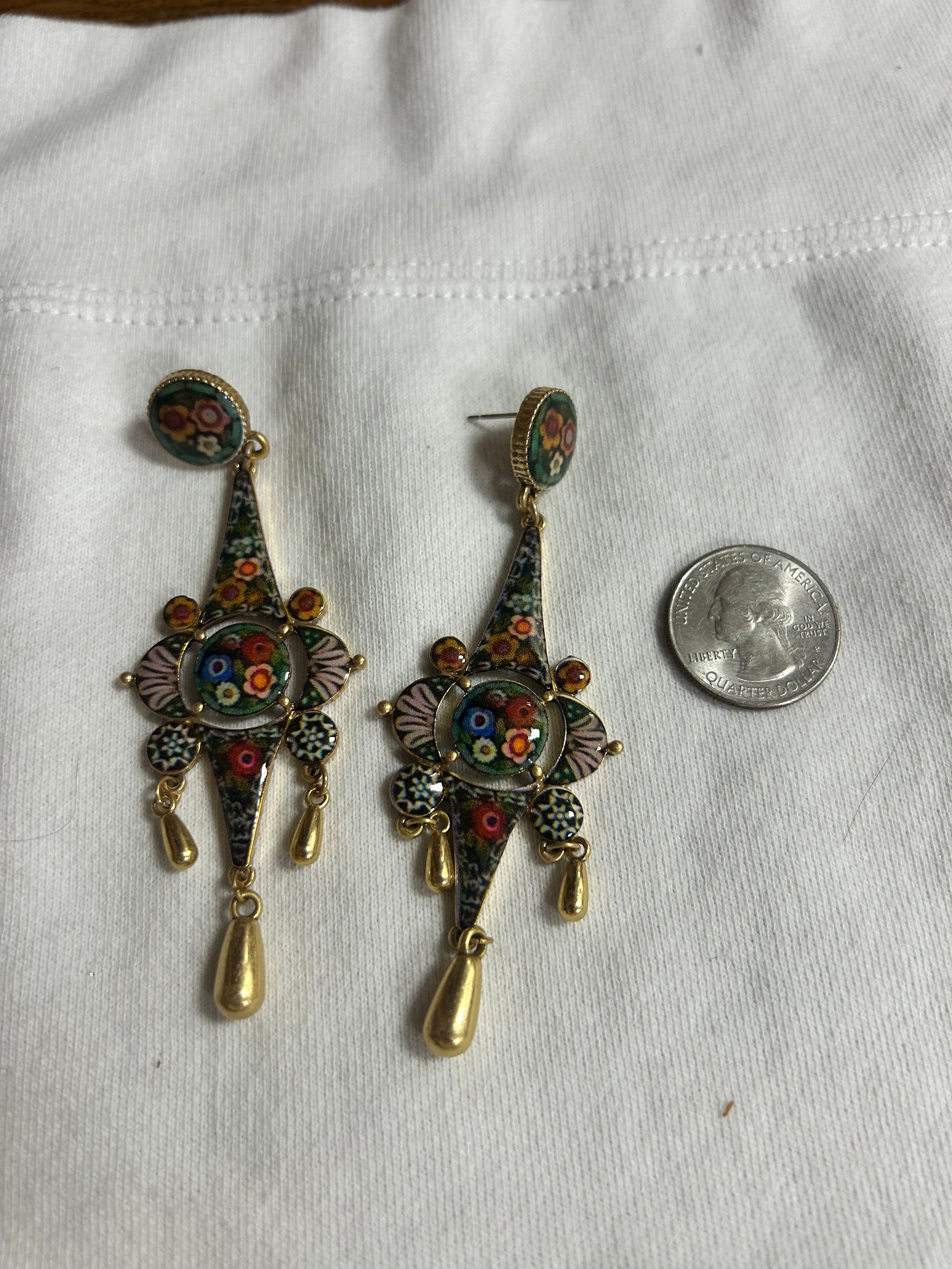 Vintage Flower Print Earrings