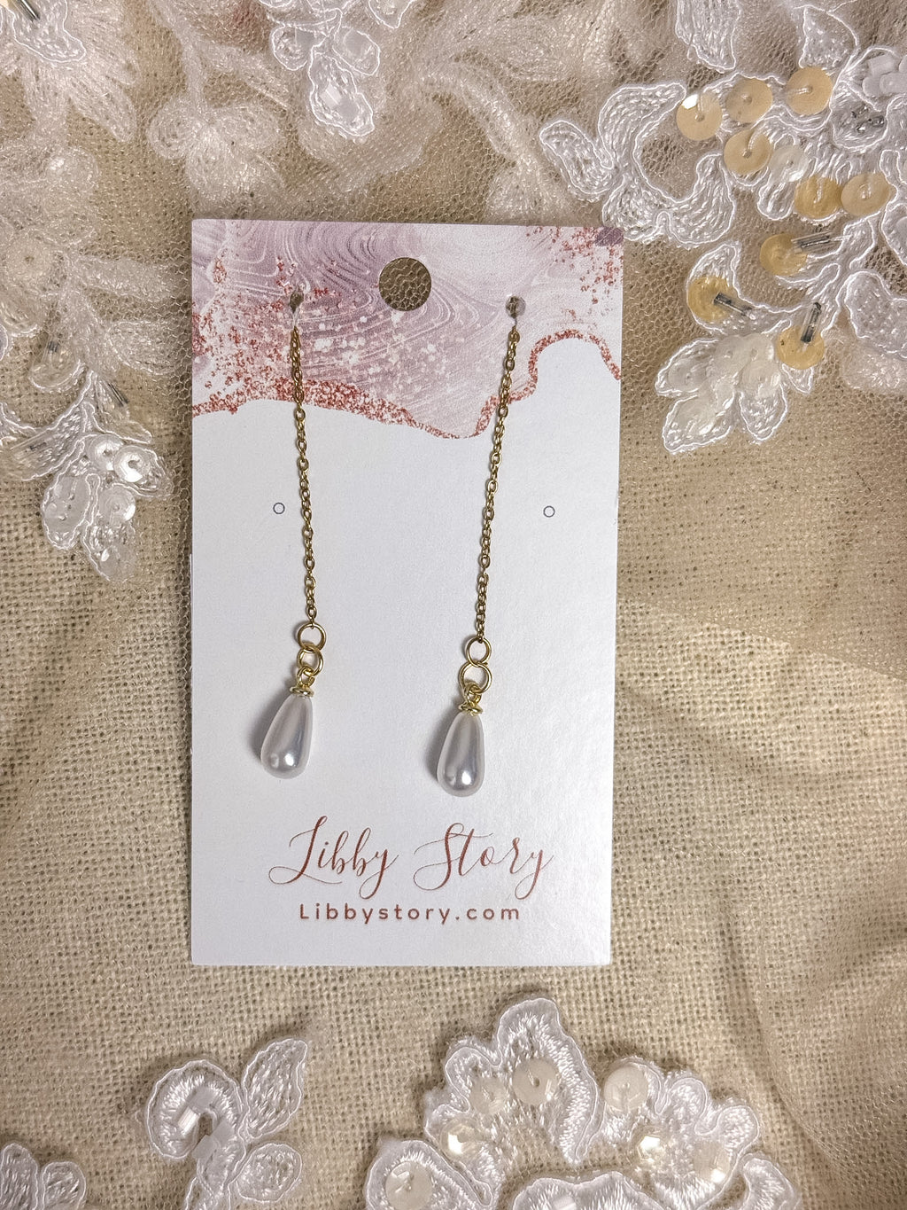 Handmade Pearl Drop Threader Earrings