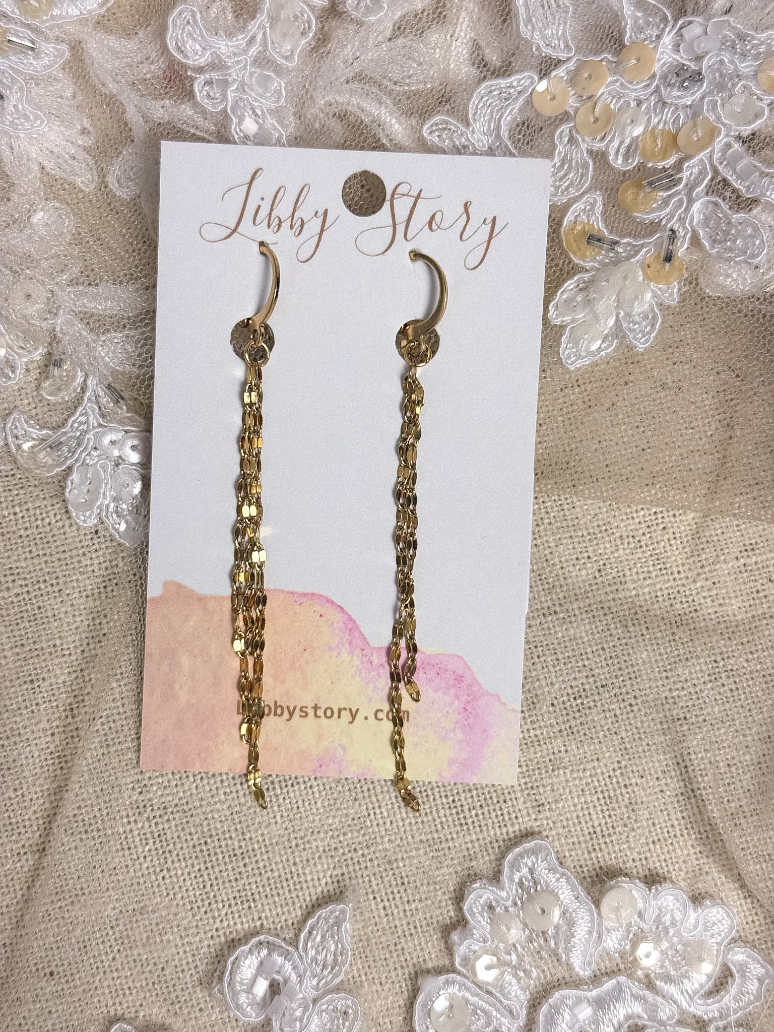 Handmade Delicate Chain Fringe Earrings