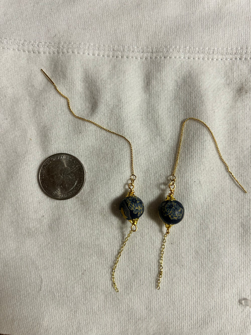 OOAK Vintage Clay Bead Threader Earrings