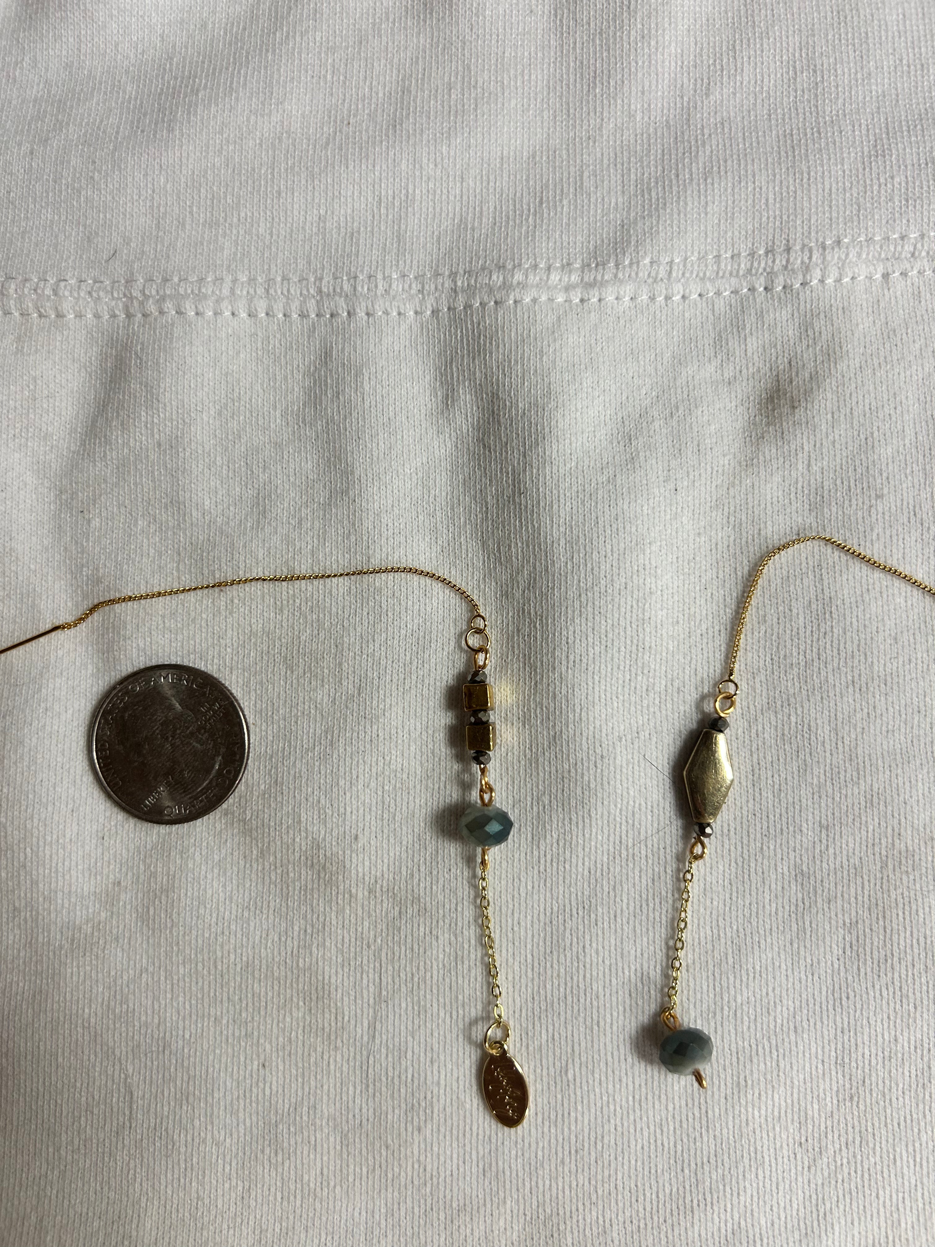 Handmade Brass Diamond & Cube Mismatch Threader Earrings