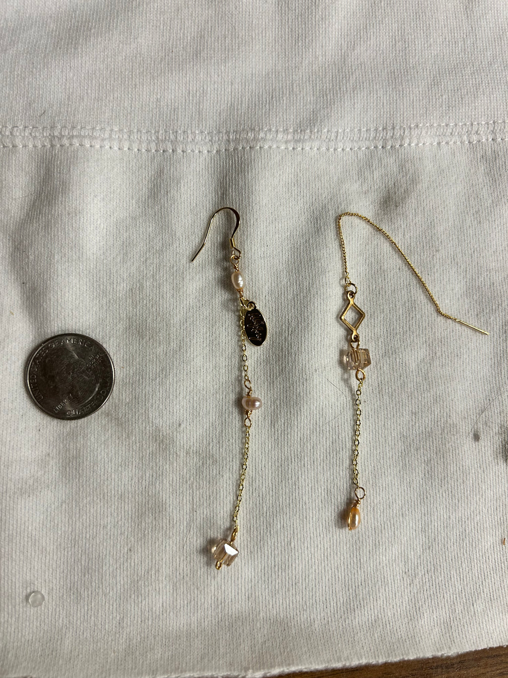 Handmade Pearl & Glass Mismatch Earrings
