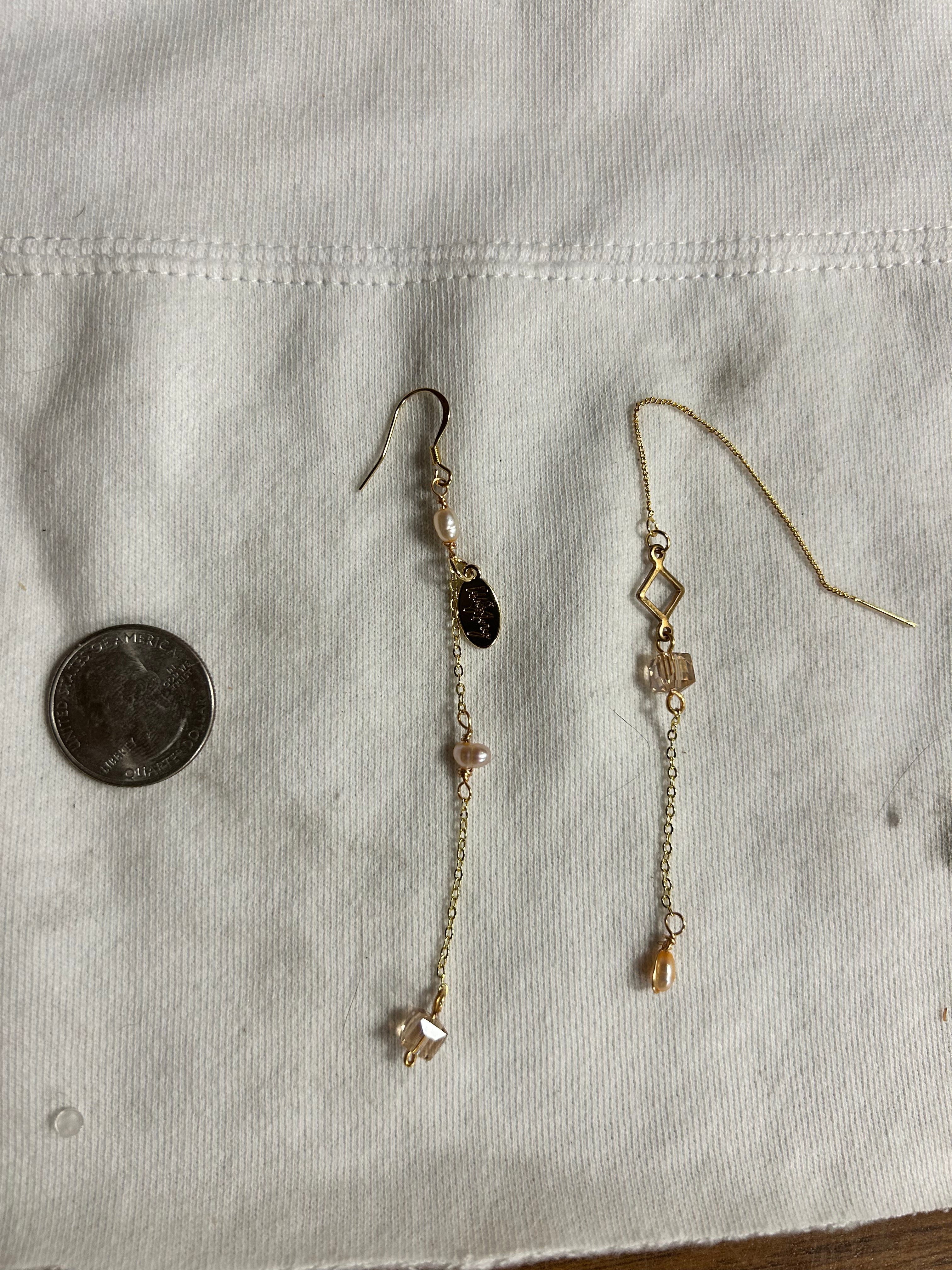Handmade Pearl & Glass Mismatch Earrings