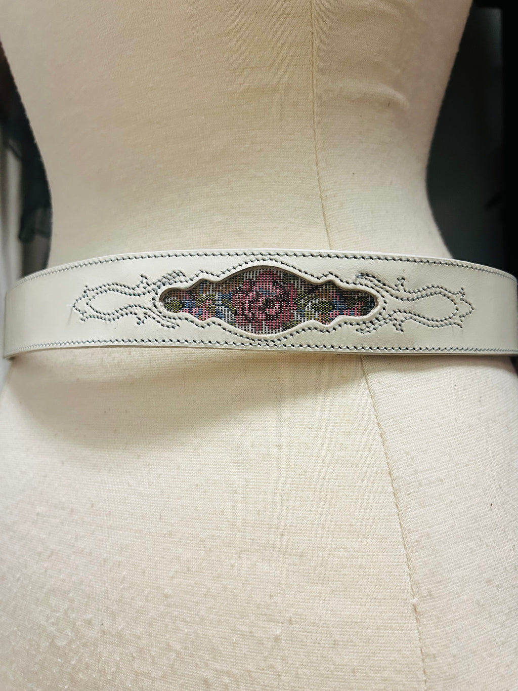 OOAK Vintage Leather & Tapestry Belt