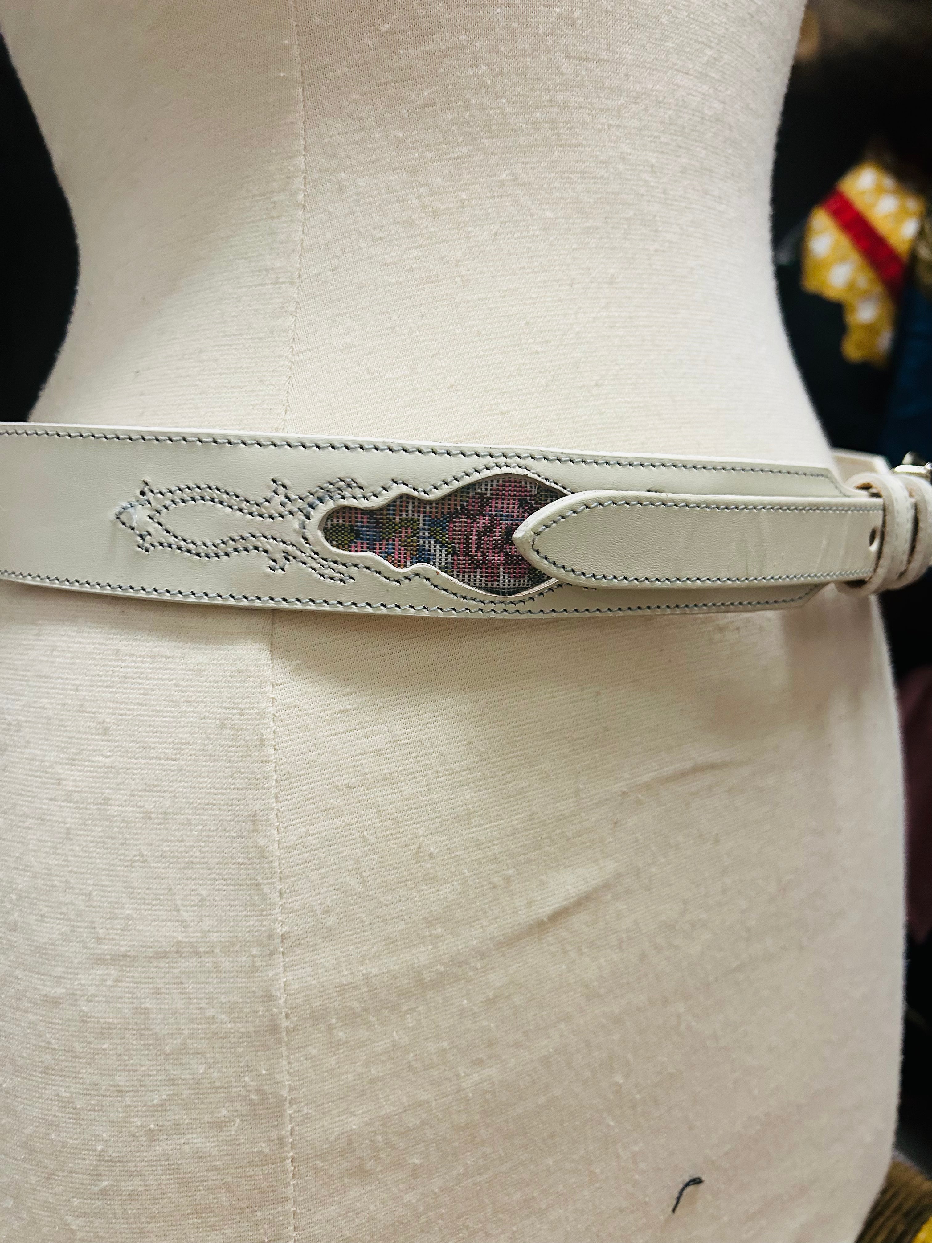 OOAK Vintage Leather & Tapestry Belt