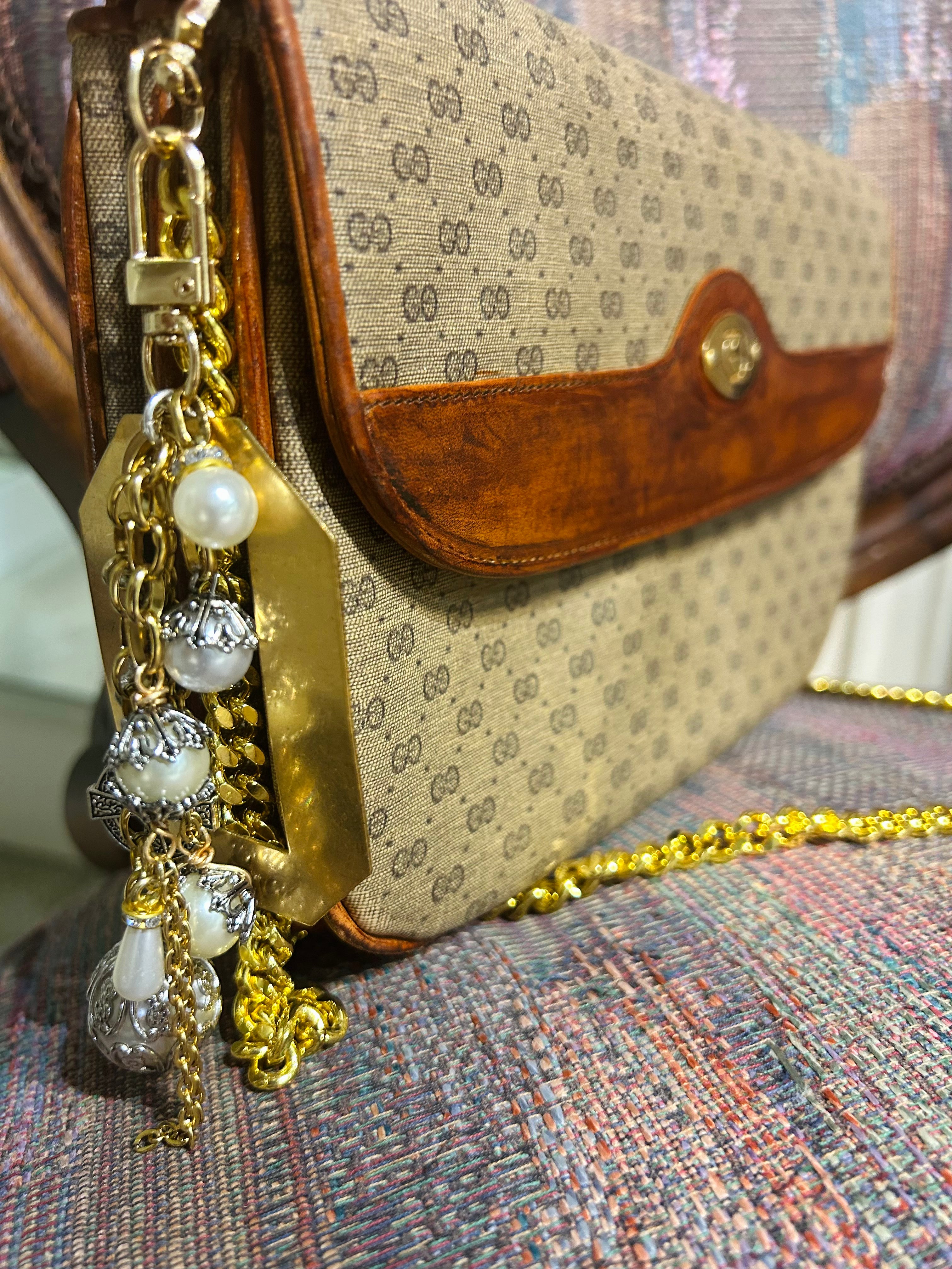 OOAK Authentic Vintage Gucci Cognac Trim convertible Clutch