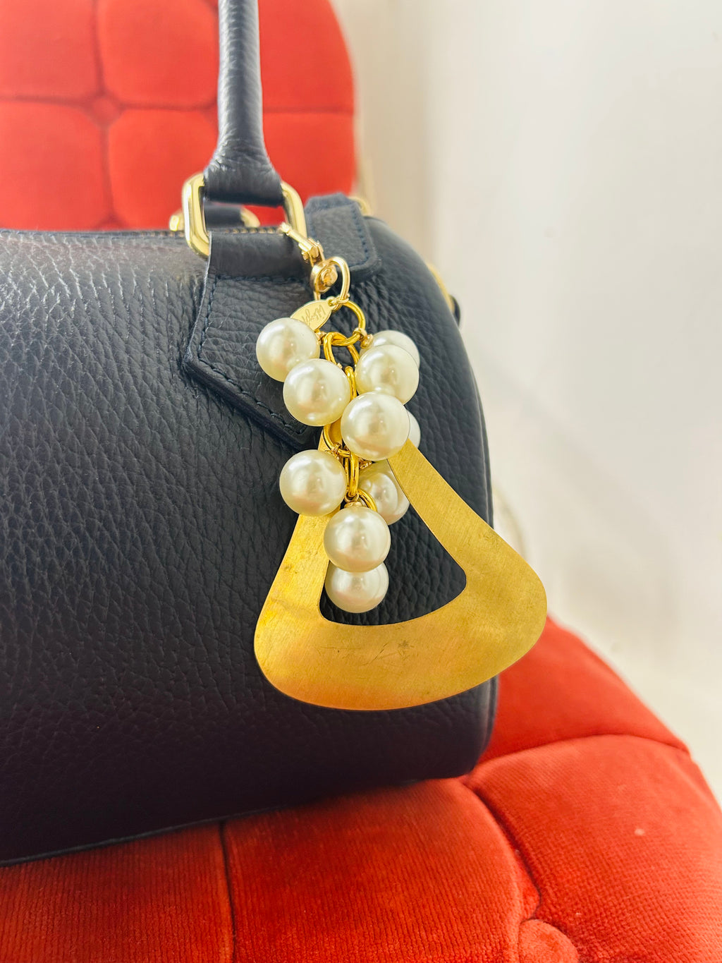 OOAK Vintage Brass & Pearls Bag Charm