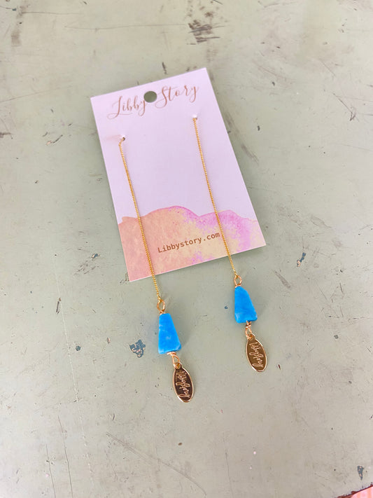 Turquoise Drop Threader Earrings