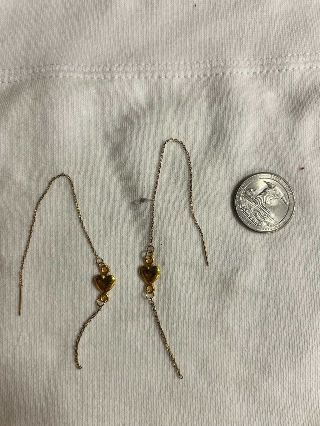 Handmade Bubble Link Heart Threader Earrings