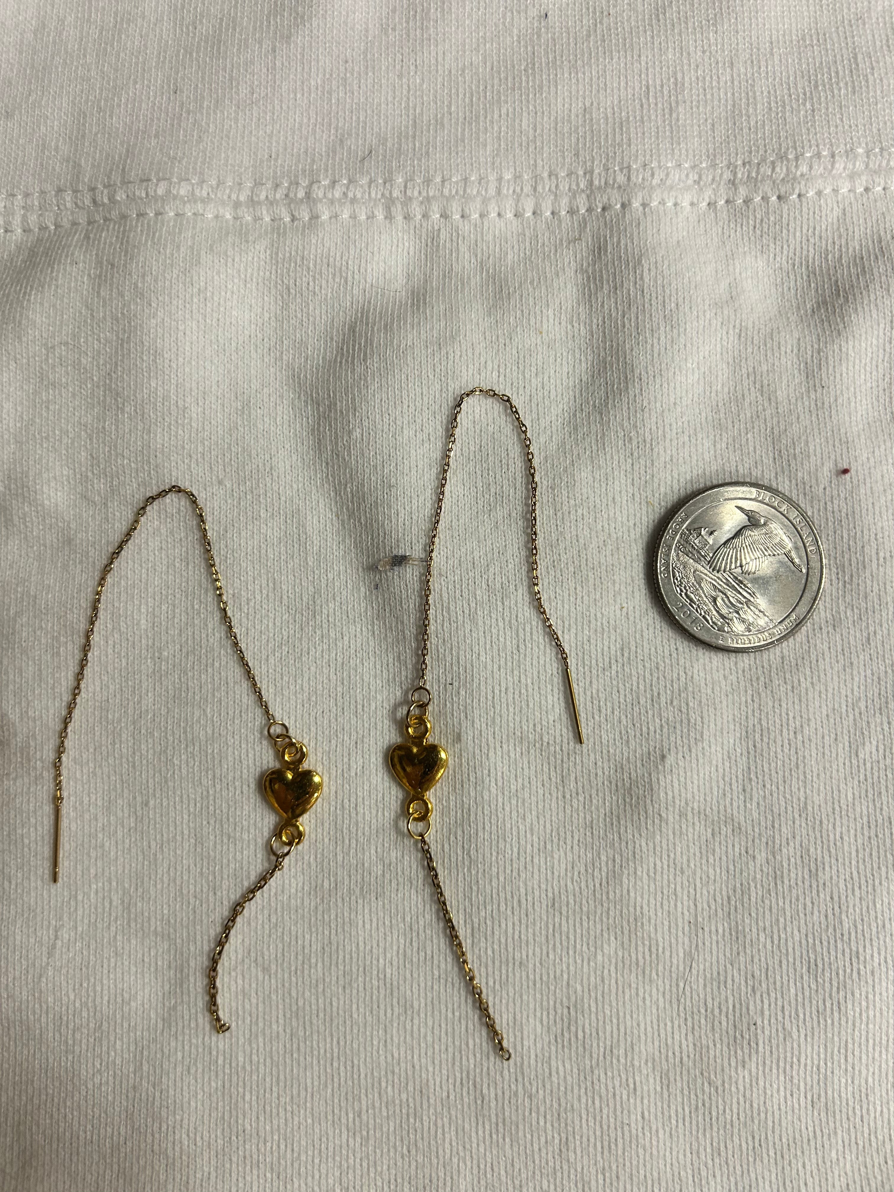Handmade Bubble Link Heart Threader Earrings