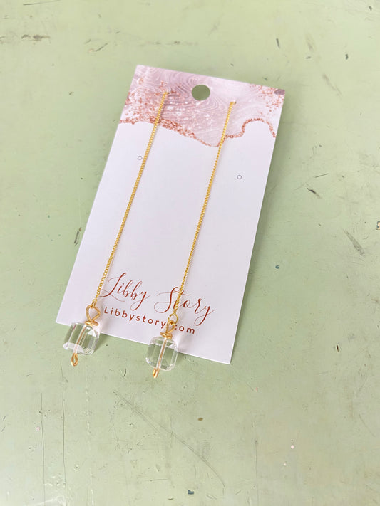 Crystal Cube Threader Earring