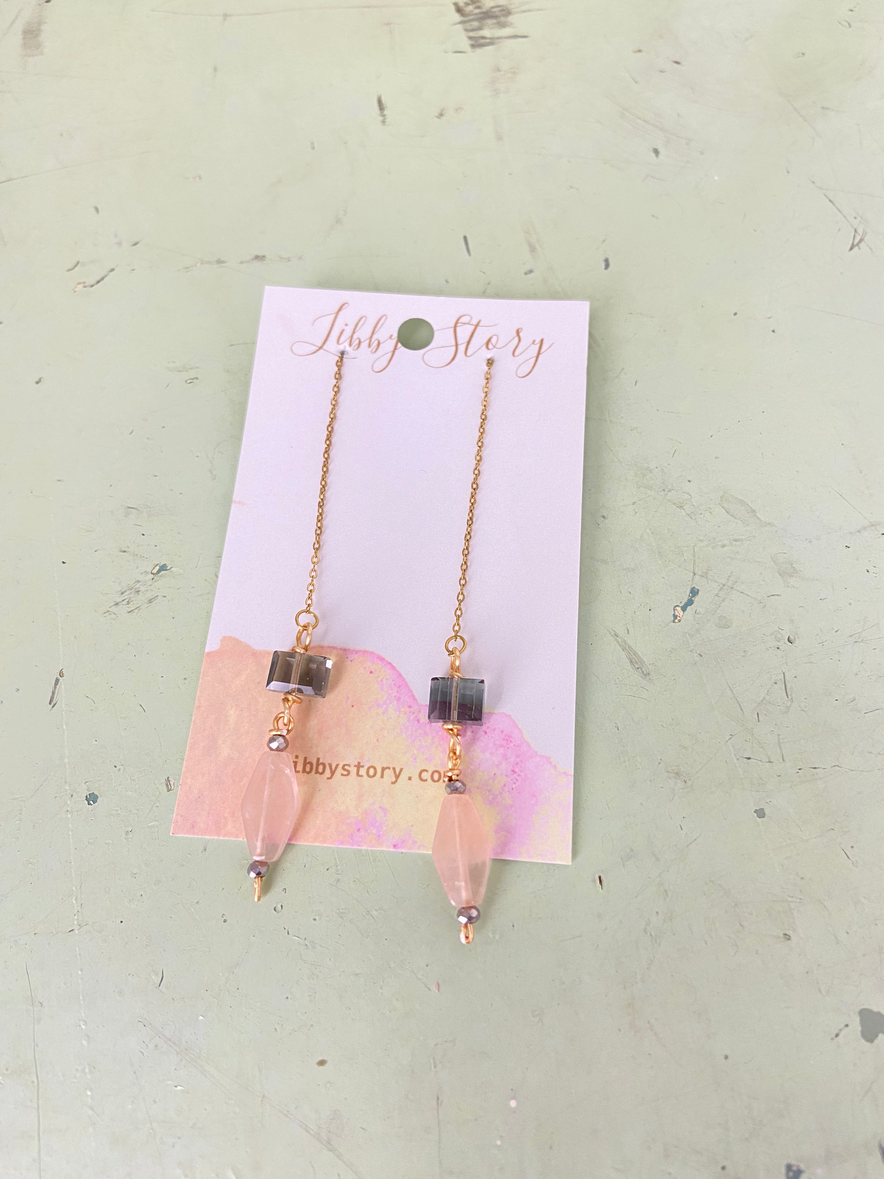 OOAK Faceted Glass Threader Earrings