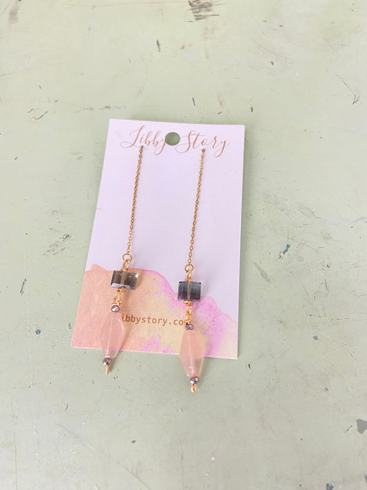 OOAK Faceted Glass Threader Earrings
