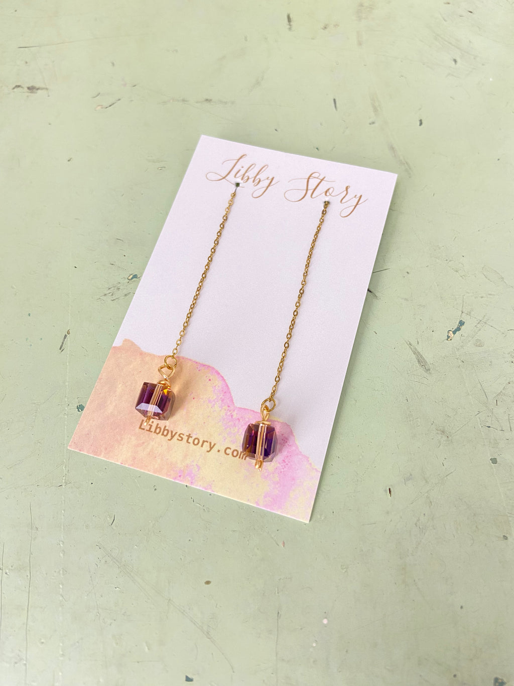 Faceted Cube Threader Earrings