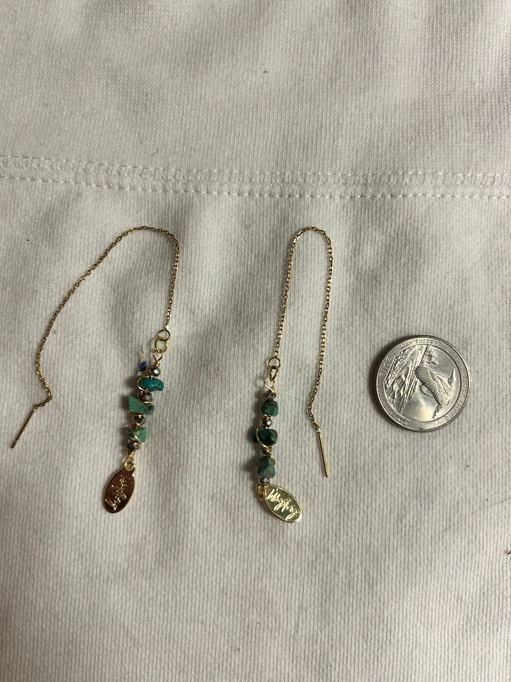Turquoise Chips Threader Earrings