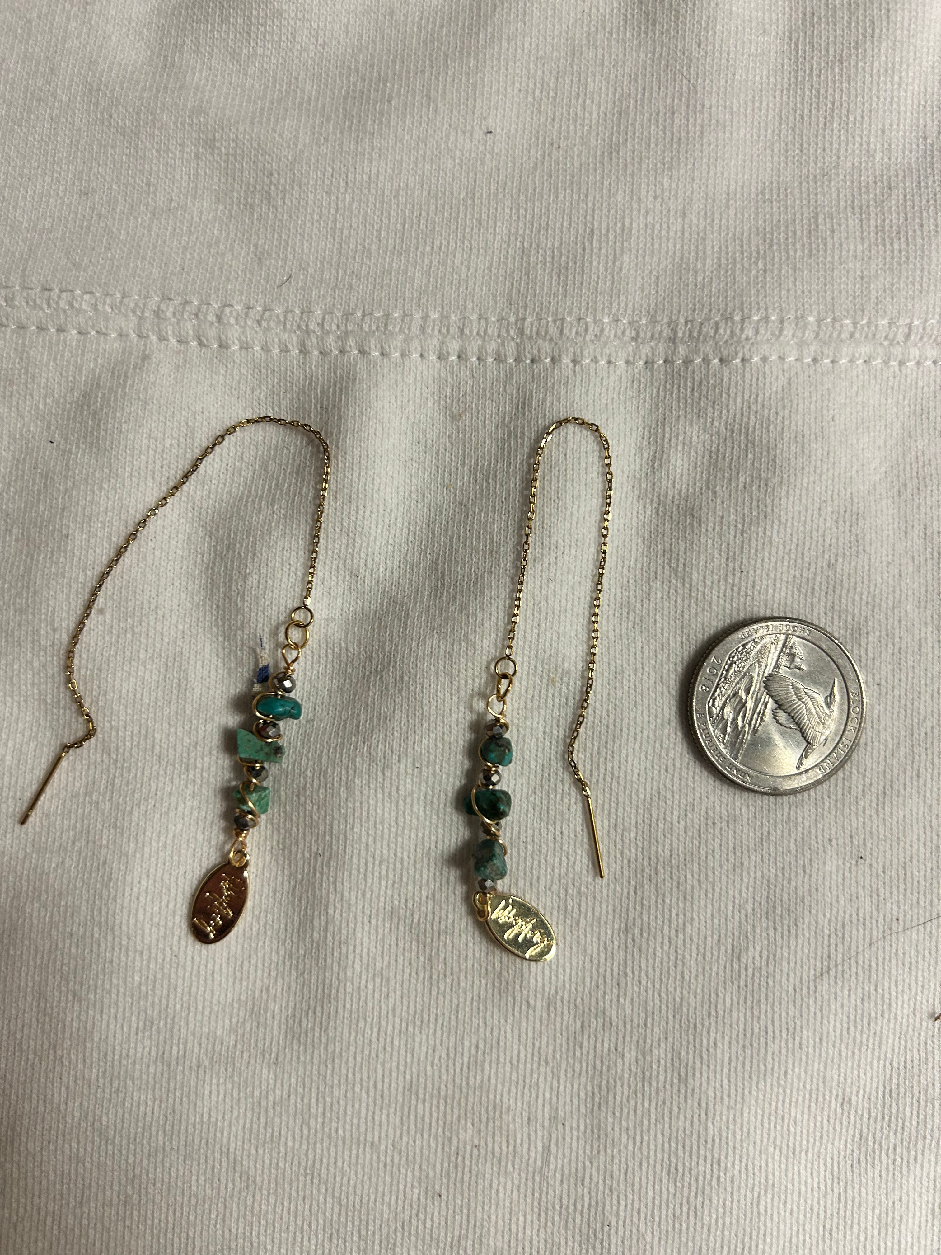 Turquoise Chips Threader Earrings