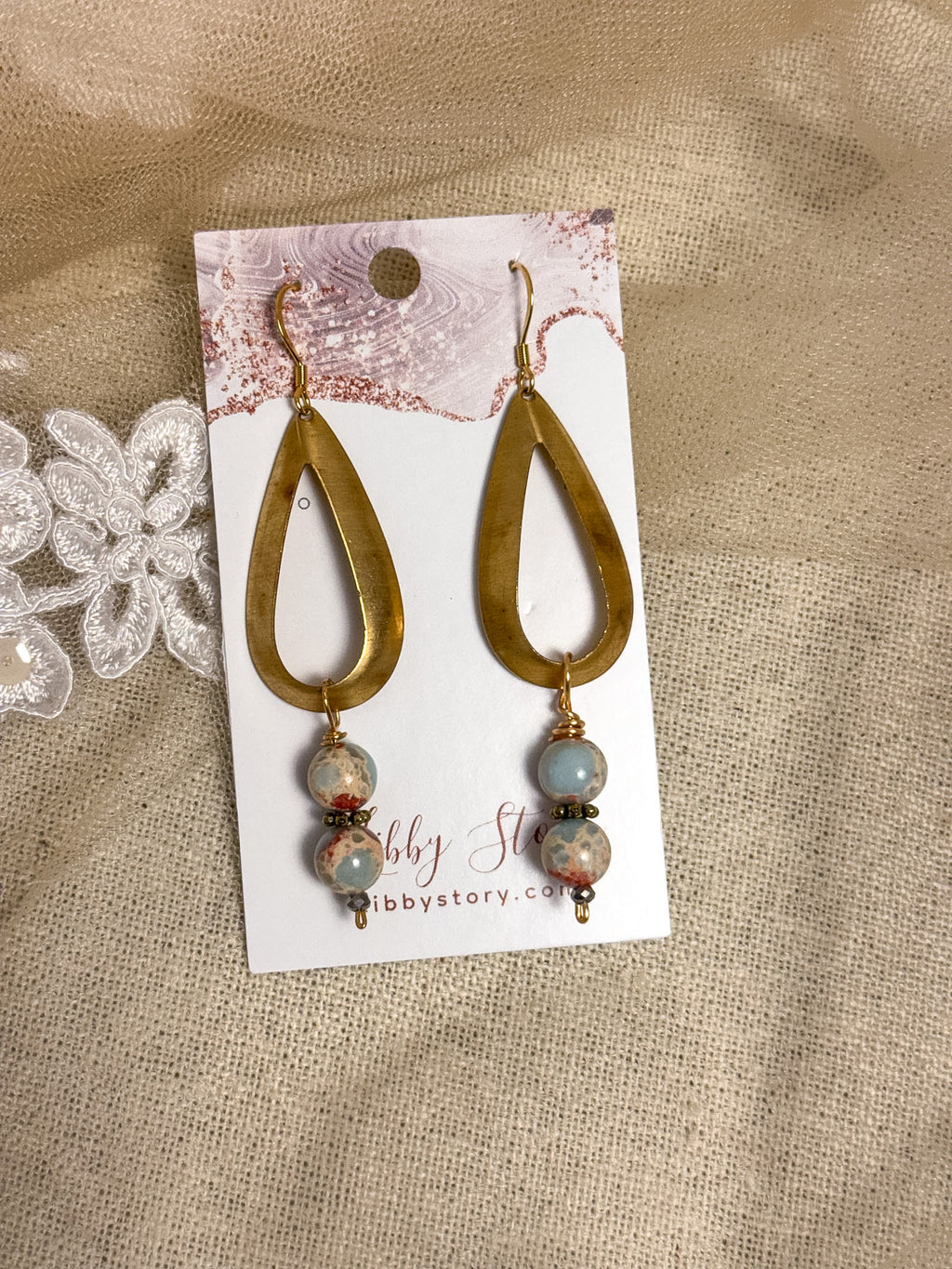 Handmade Jasper Teardrop Earrings