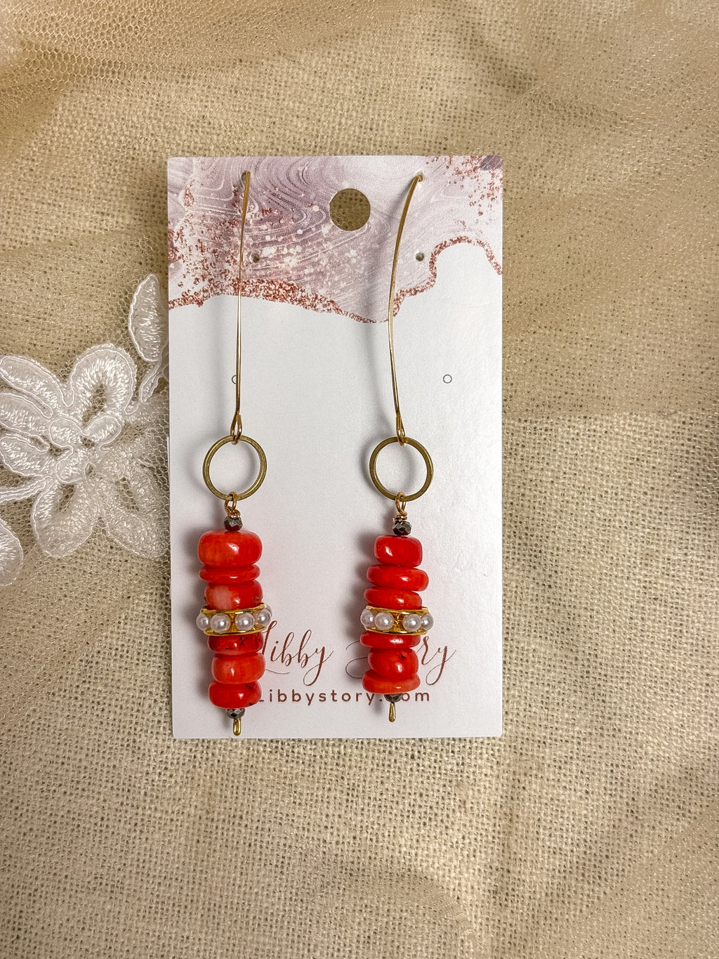 Handmade Chunky Coral Boho Earrings