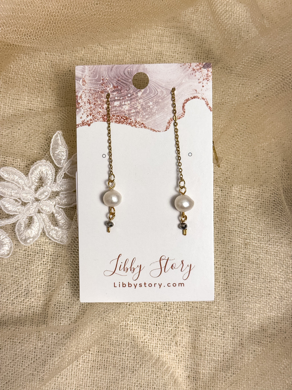 Handmade Freshwater Pearl & Faceted Glass Threader Earrings